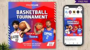 Basketball Tournament Instagram Post Design Template Free PSD