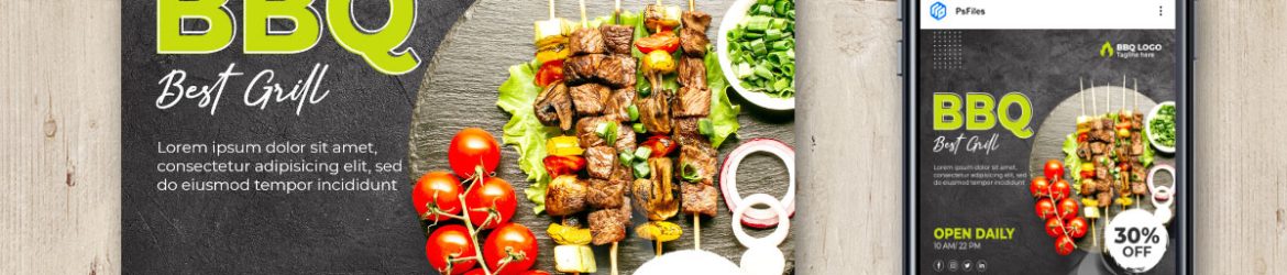 BBQ Grill Food Restaurant Free Instagram Post Design PSD Template