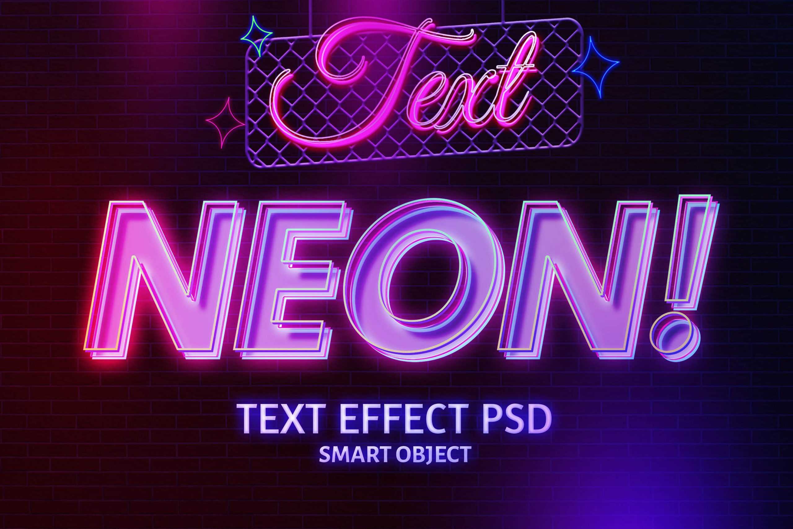 Best Free Neon Text Effect PSD Editable Template
