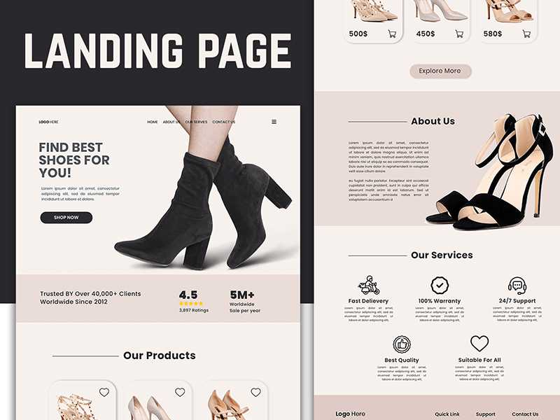 Best Shoes Website Landing Page PSD Template