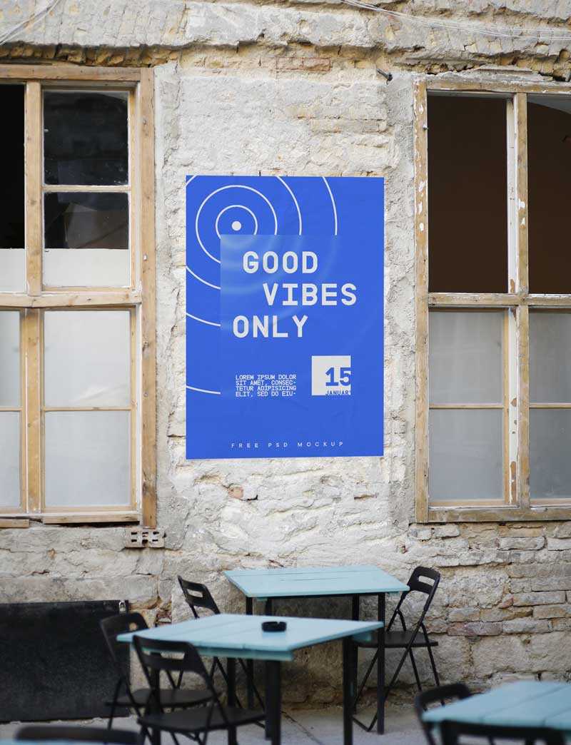 Big Poster on Urban Wall Free Mockup - Free Photoshop Files