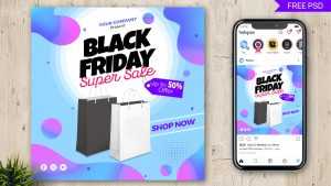 Black Friday Super Sales Social Media Post PSD Template 04 free