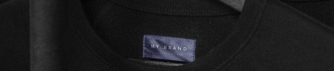 Black Minimal Shining Clothing Brand Name Label Mockup Free PSD