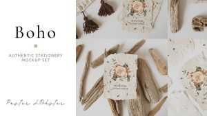Boho Card Mockup Scene Free PSD