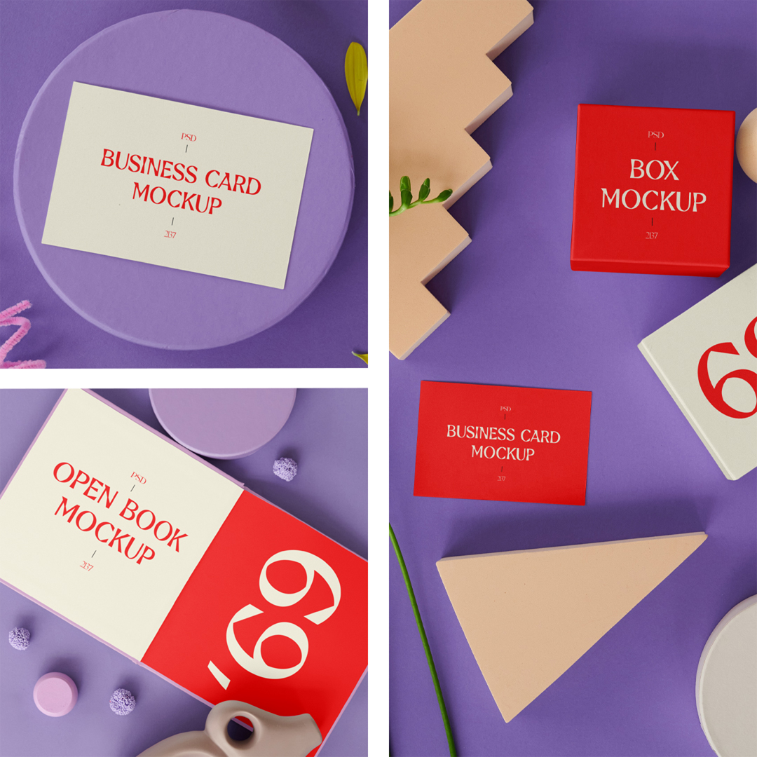 Book & Cards with Figures Mockups