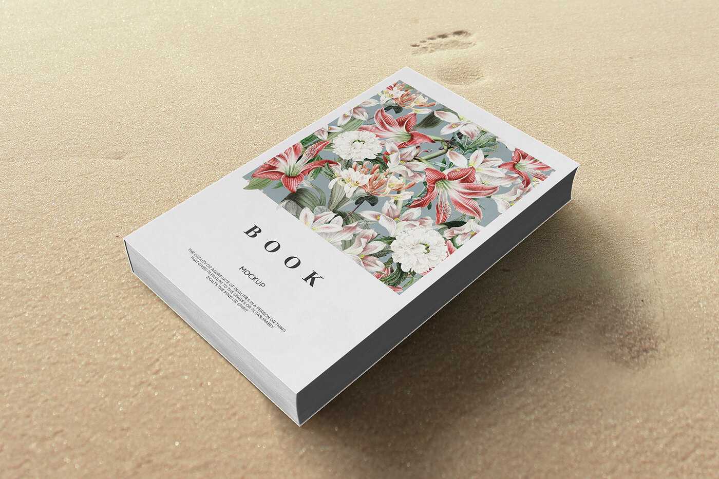 Book Cover Mockup on The Sand Background