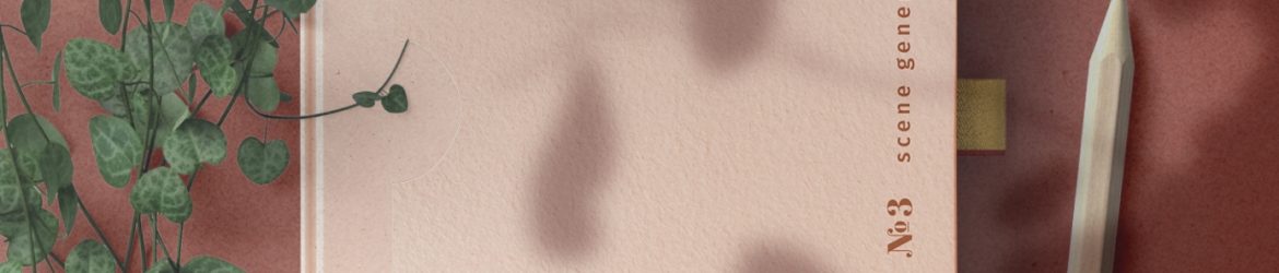 Book with Pencil Floral Mockup Scene
