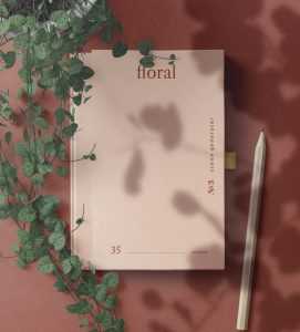 Book with Pencil Floral Mockup Scene