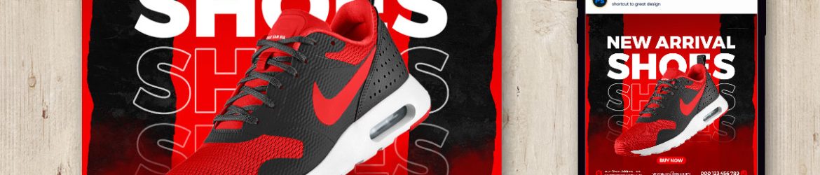 Branded Shoe Free Social Media Post Design PSD Template