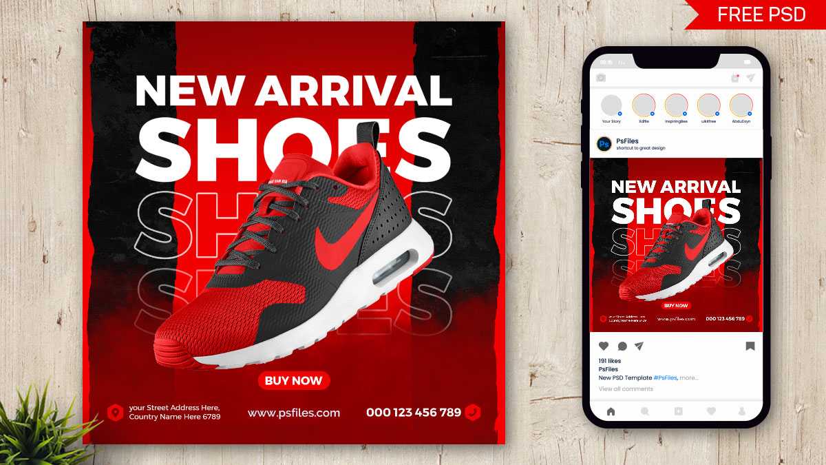 Branded Shoe Free Social Media Post Design PSD Template