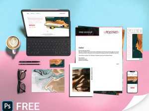 Branding Stationary Scene Mockup PSD