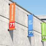 Building Outdoor Wall Mounted Advertising Hanging Banner Mockup Free PSD
