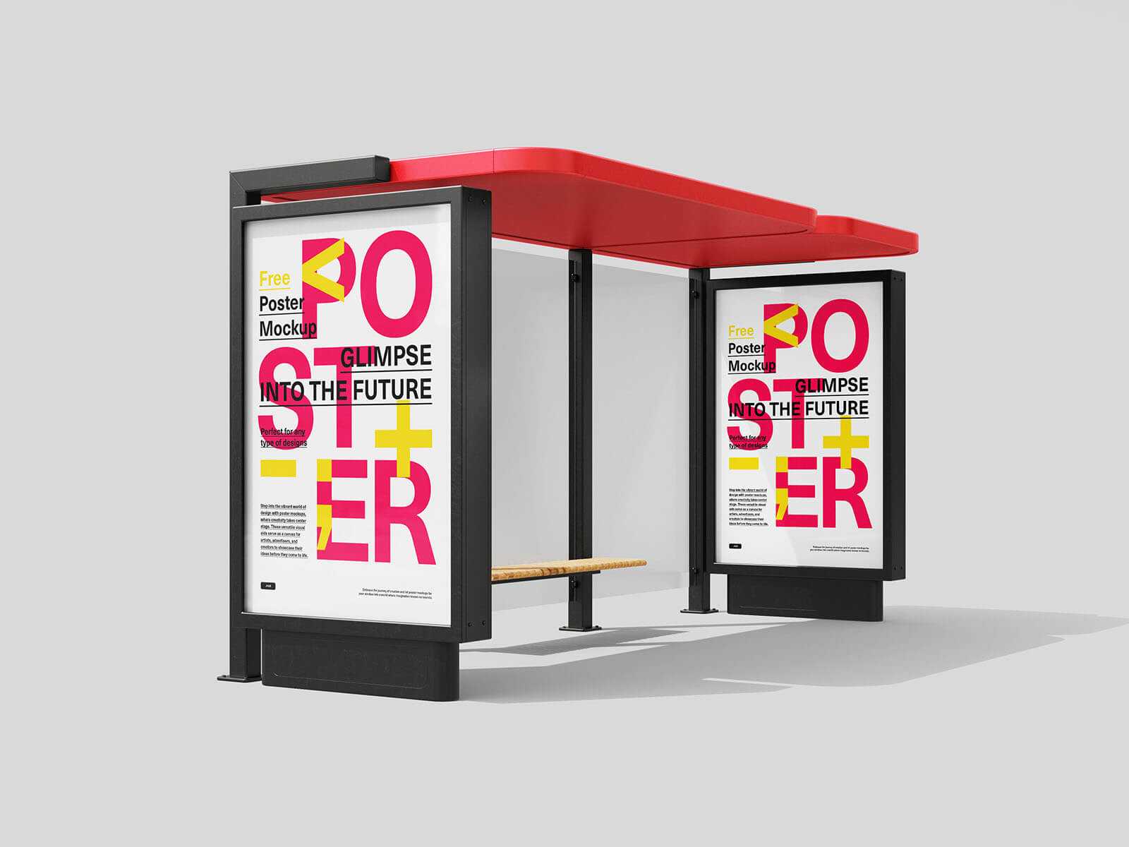 Bus Stop With Citylight Mockup Free PSD