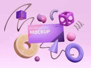 Business Card Mockup with Artistic Elements Template