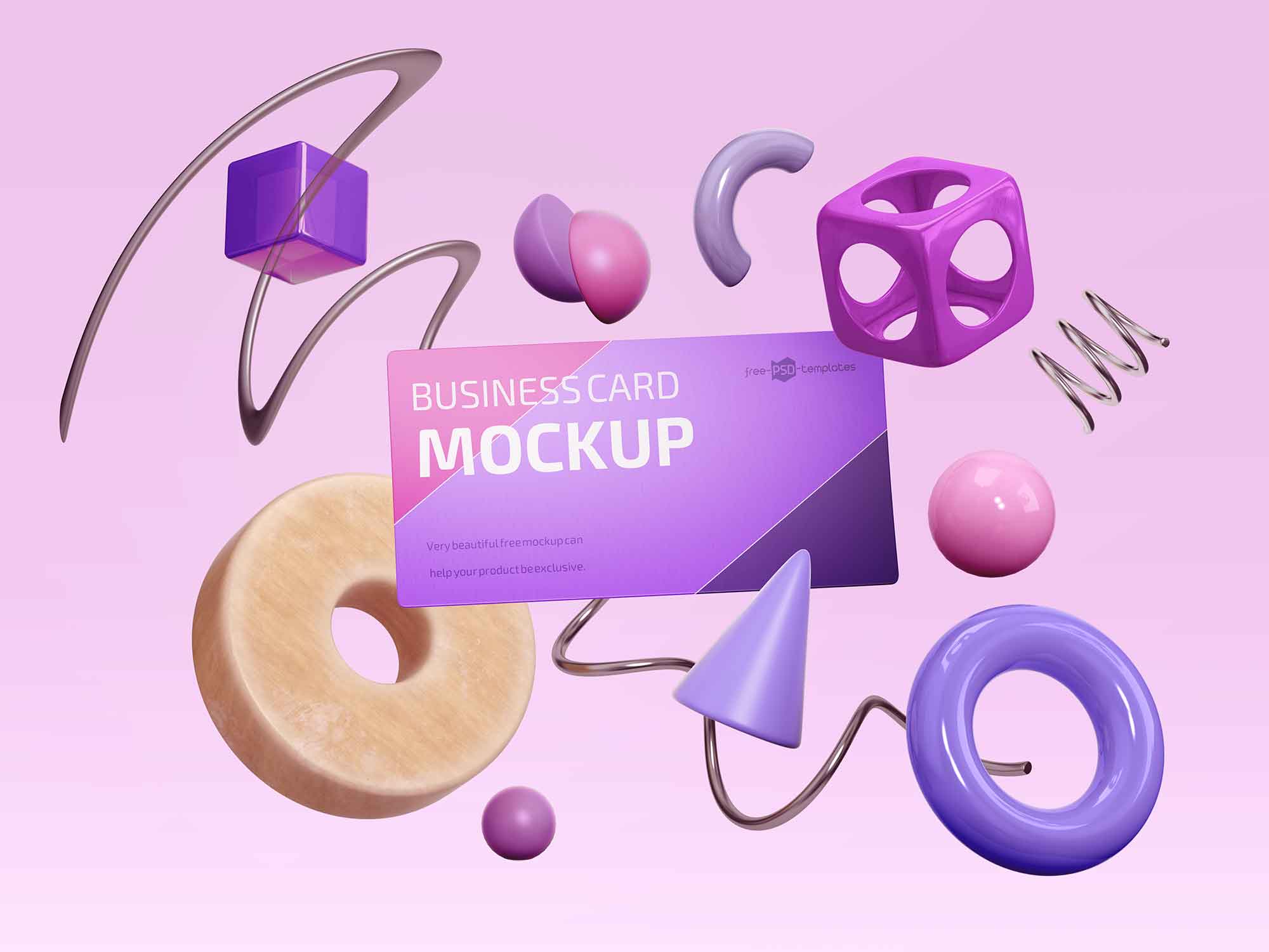 Business Card Mockup with Artistic Elements Template