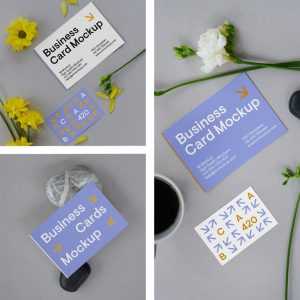 Business Cards on Floor Mockup