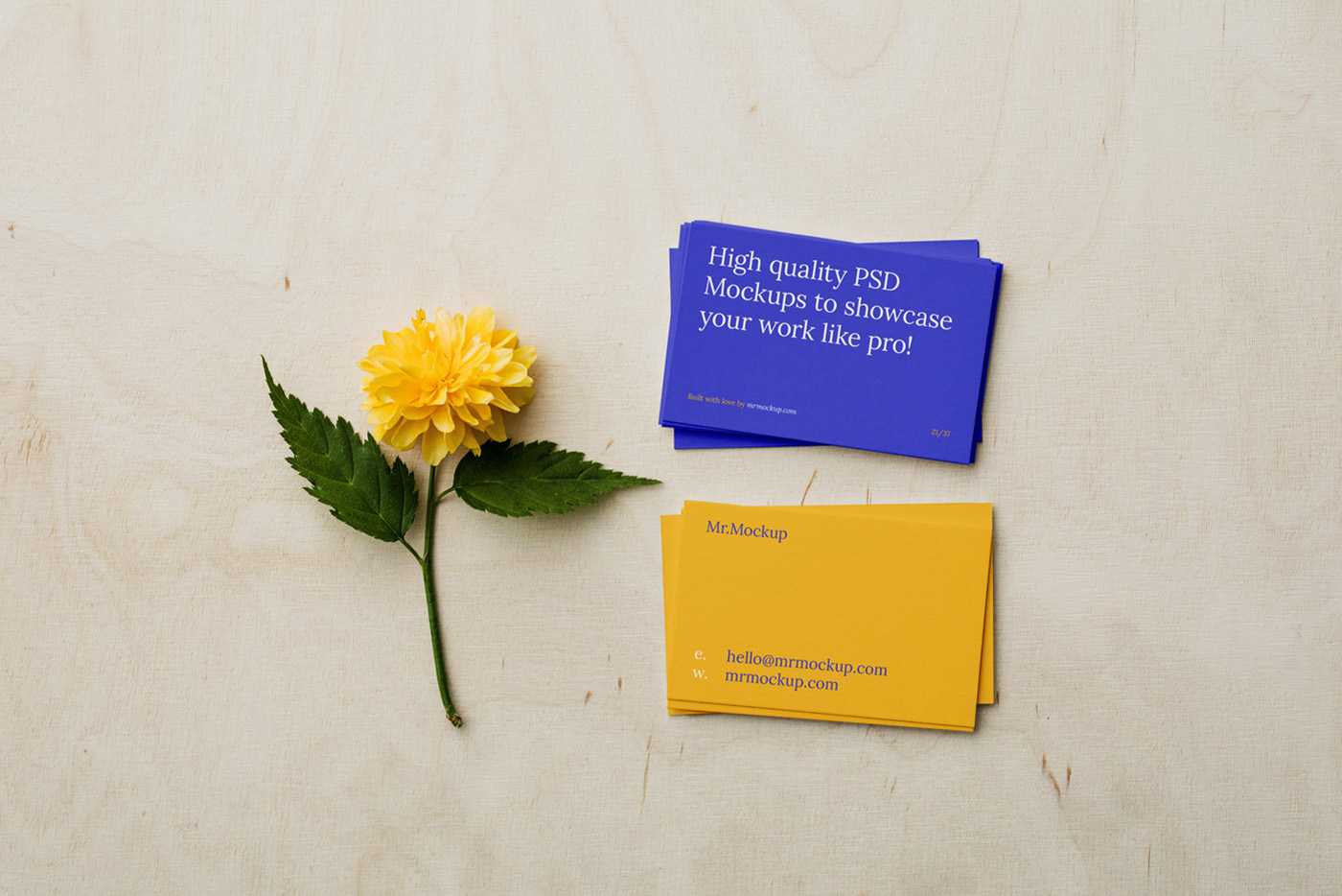Business Cards on Plywood Mockup