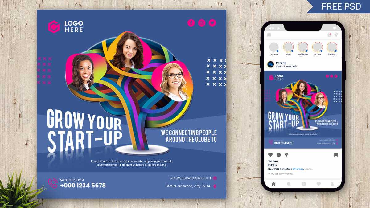 Business Growth Free Instagram Post Design PSD Template