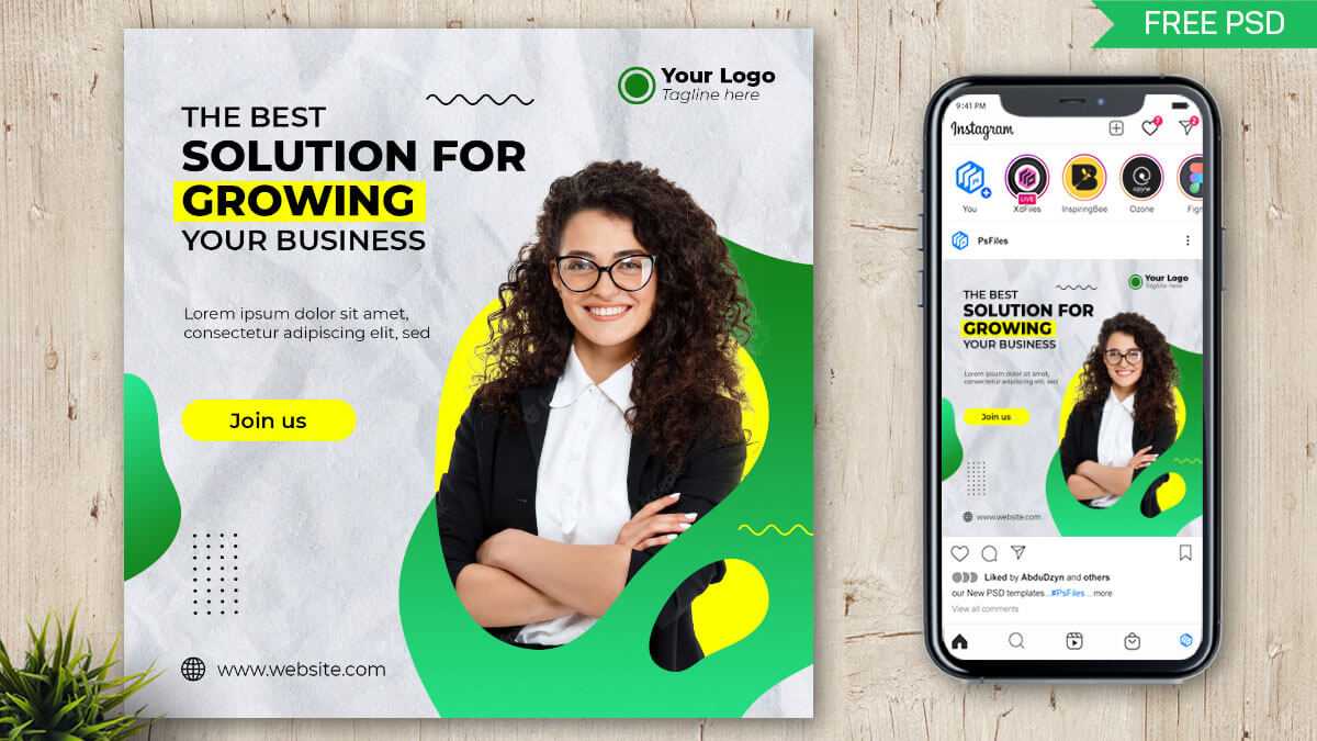 Business Growth Free Instagram Post Design PSD Template
