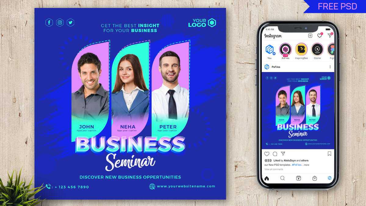Business Seminar, Talk Show Free Instagram Post Design PSD
