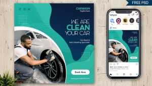 Car Wash Service Free Instagram Post Design PSD Template