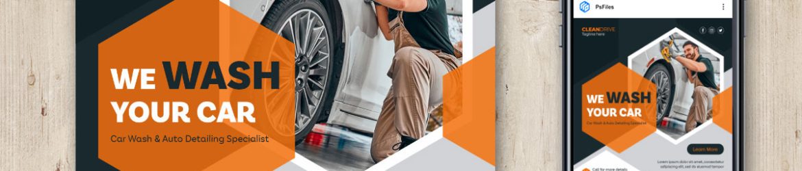 Car Wash Service Social Media Instagram Post Banner Template PSD
