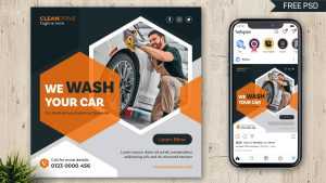 Car Wash Service Social Media Instagram Post Banner Template PSD