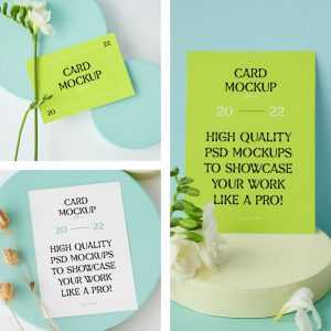 Card on Circle Paper Box Mockups