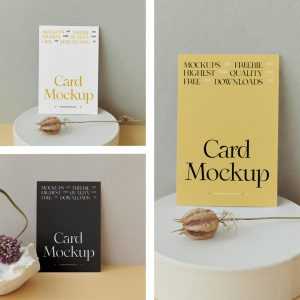 Card on Desk Mockups