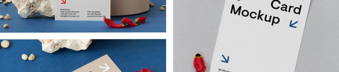 Card with Flower on Table Mockups Card with Flower on Table Mockups