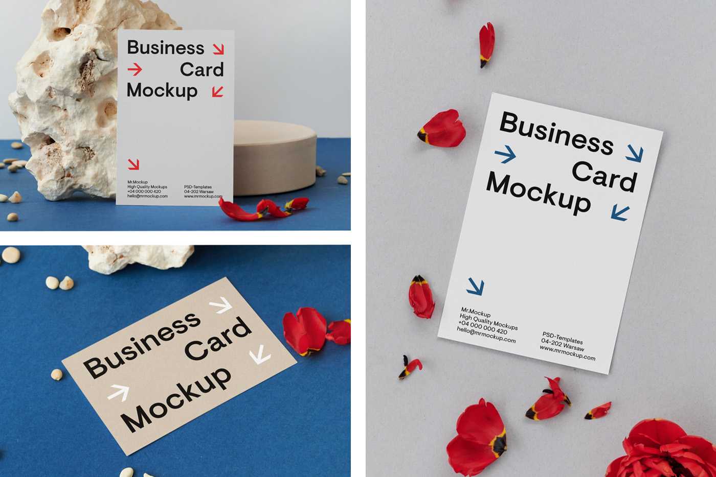 Card with Flower on Table Mockups