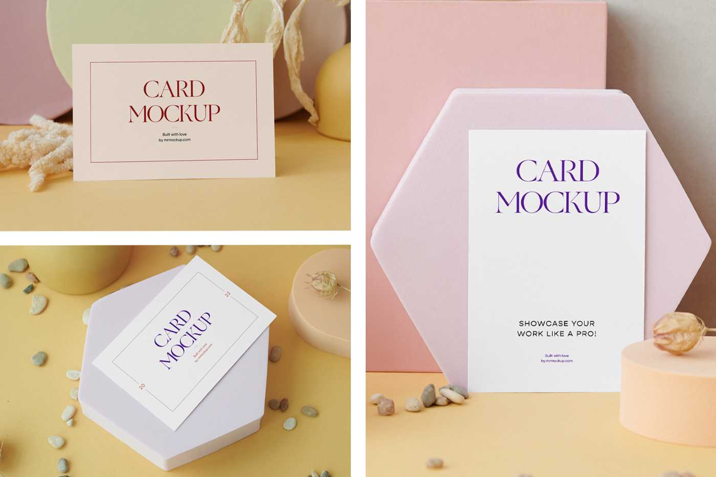 Card with Papers Figures Mockups