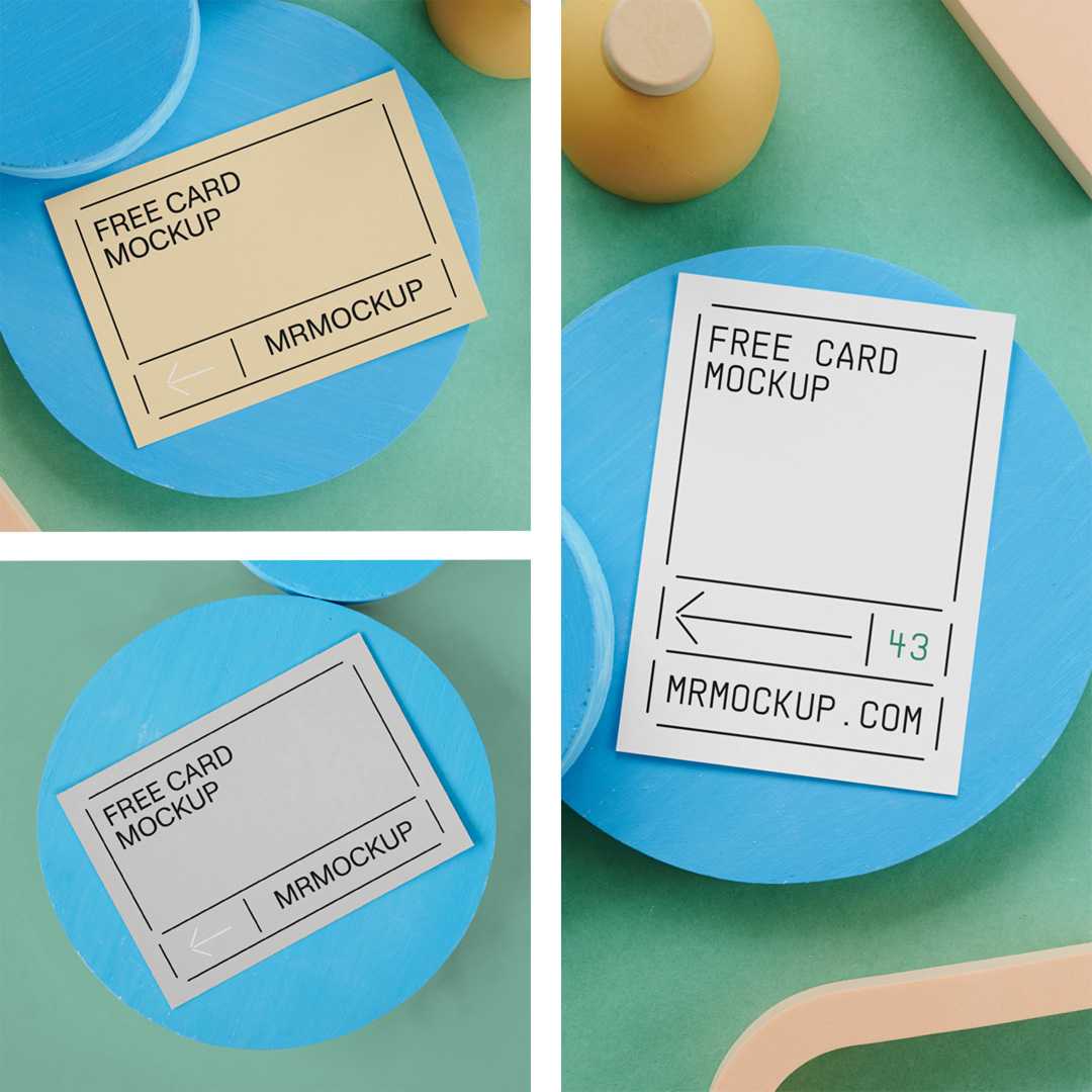 Cards on Circle Block Mockup
