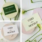 Cards with Flowers Mockup