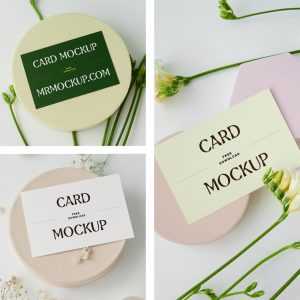Cards with Flowers Mockup