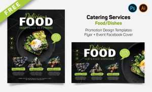 Catering Services Free Flyer + FB Cover Ai and PSD Templates