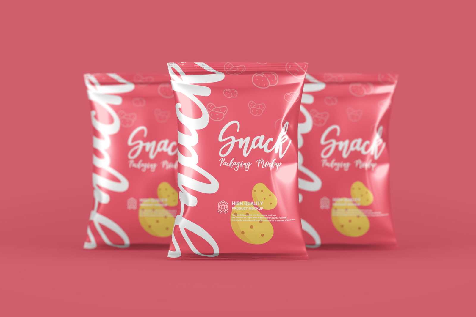 Chips Snacks Foil Pack PSD Packaging Mockup