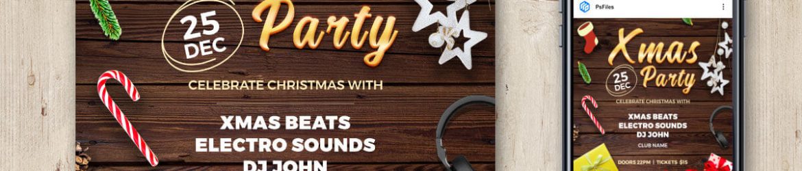 Christmas Night Party Social Media Post Square Banner Template PSD