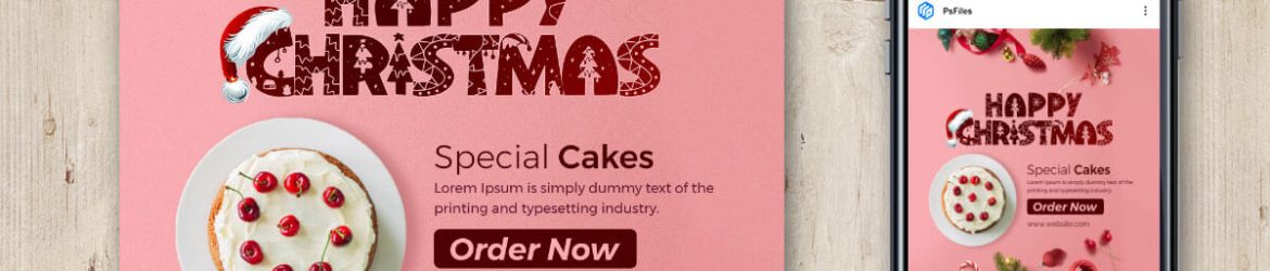 Christmas Special Cake Food Order Ad Banner Design Template PSD