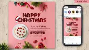 Christmas Special Cake Food Order Ad Banner Design Template PSD