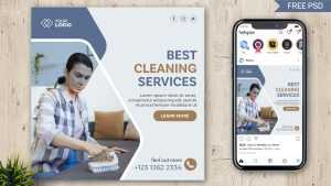 Cleaning Service Business Free Social Media Post Design PSD Template