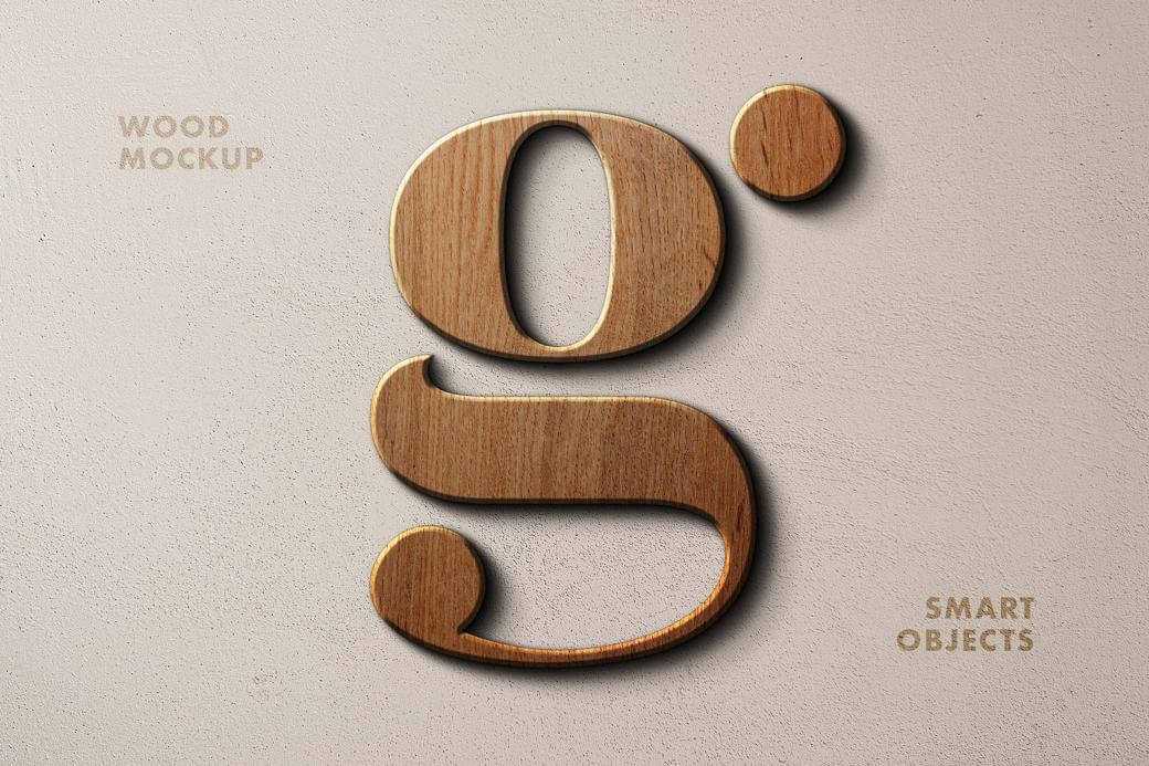 CNC Cutting Wooden Sign Text and Logo Mockup PSD Free