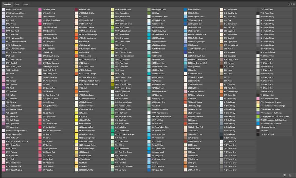 Copic Marker 358 Color Swatches