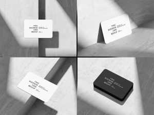 Corner Rounded Free Business Card Mockups On Concrete