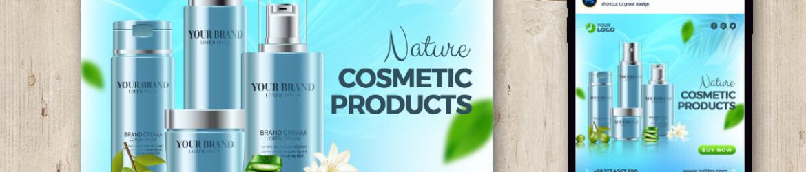 Cosmetic Beauty Products Promotion Post Design Free PSD Template