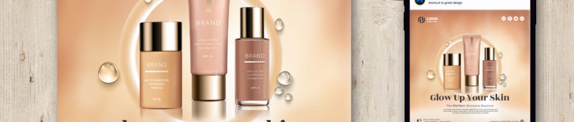 Cosmetic Beauty Products Promotion Post Design Free PSD Template
