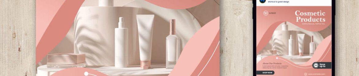 Cosmetic Beauty Products Promotion Post Design Free PSD Template