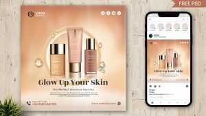 Cosmetic Beauty Products Promotion Post Design Free PSD Template