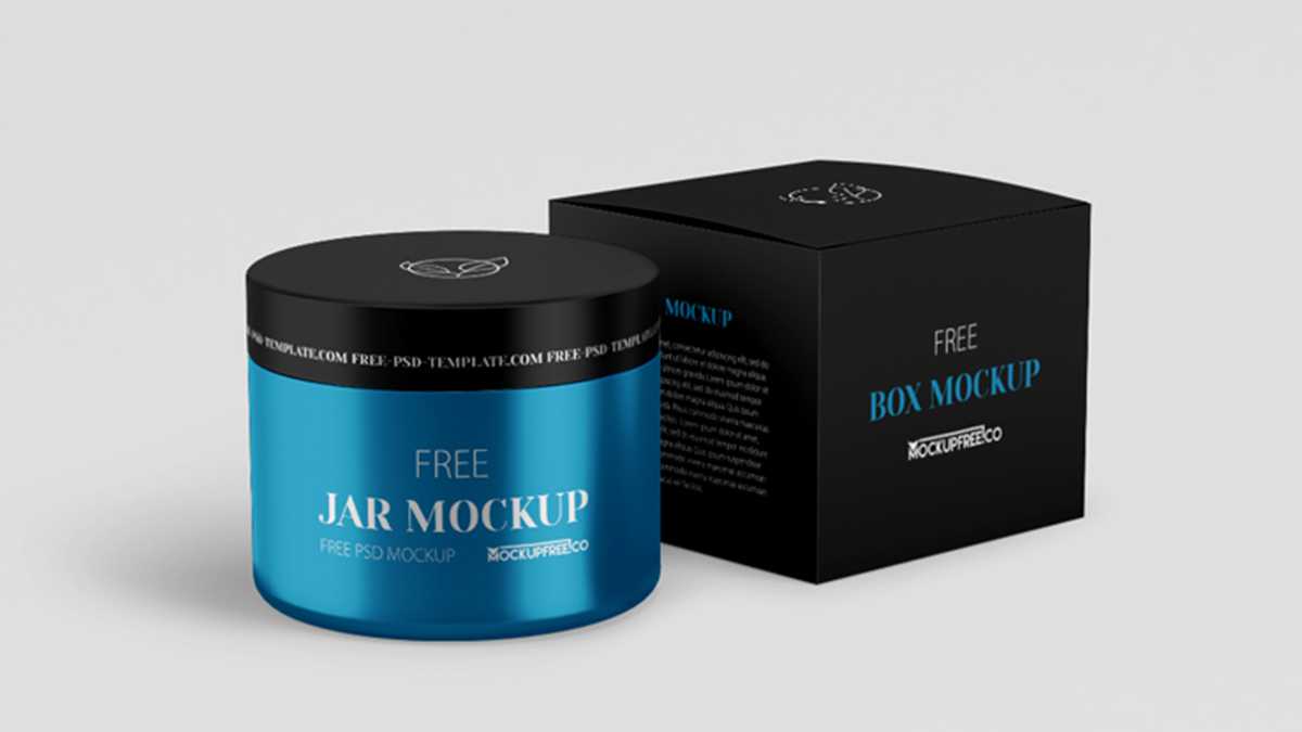 Cosmetic Jar and Packaging Box Free Mockup