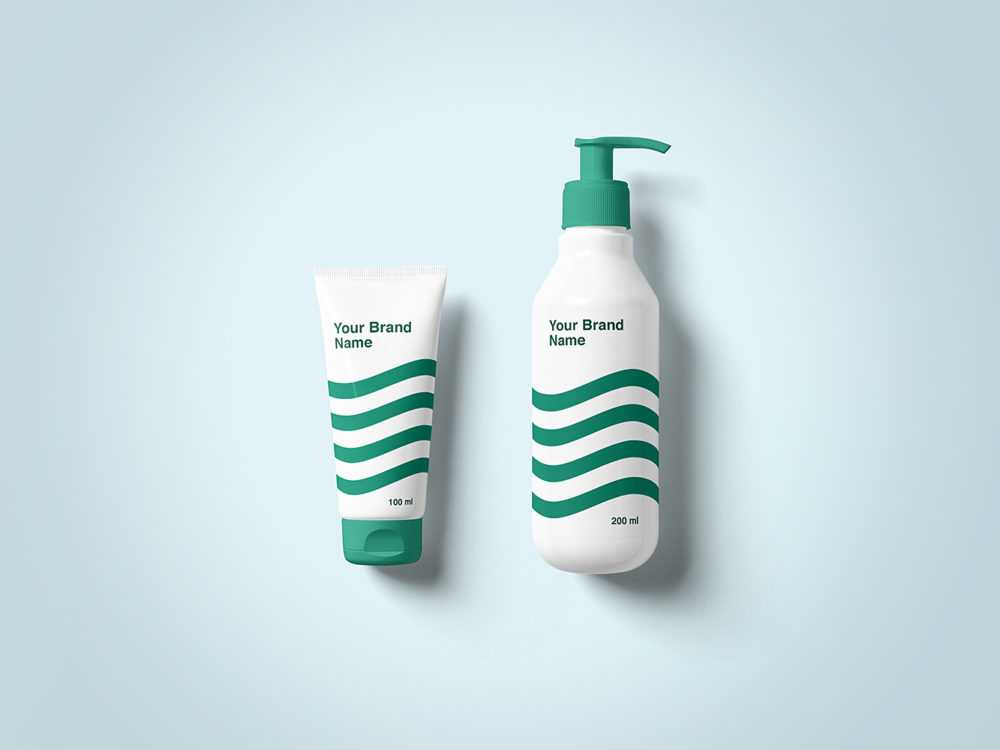 Cosmetics Bottle and Tube Mockup